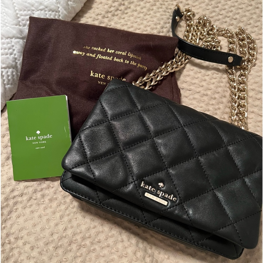 Kate Spade Small Black Quilted Flap Bag New Mint Condition